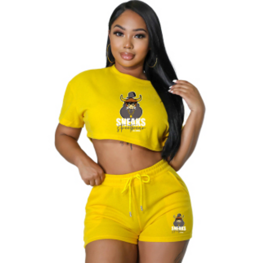 Sneaks Streatwear Small Bull Womens Yellow Matching Set - Sneaks Streetwear