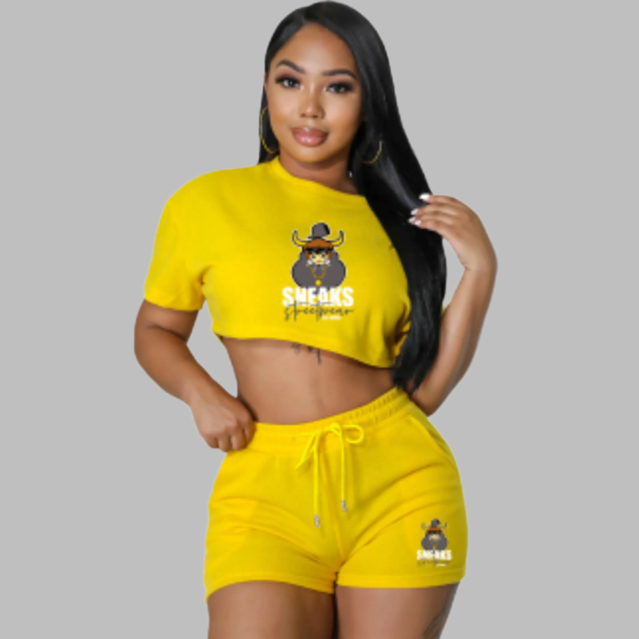 Sneaks Streetwear Small Bull Women's Yellow Matching Set