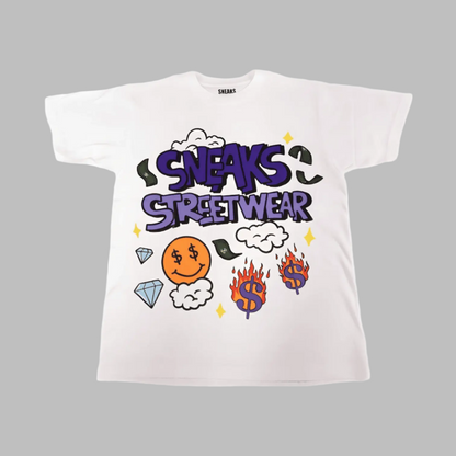 Sneaks Streetwear Maximalist White Graphic T-shirt