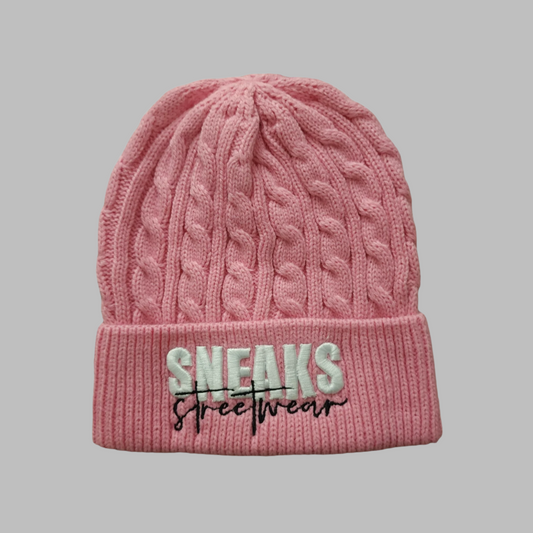 Sneaks Streetwear Basic 3D Logo Pink Beanie Hat