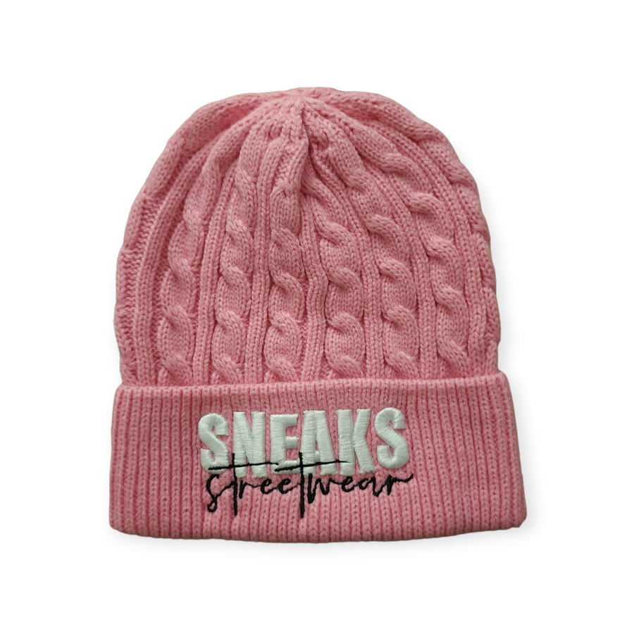 Sneaks Streetwear Basic 3D Logo Pink Beanie Hat