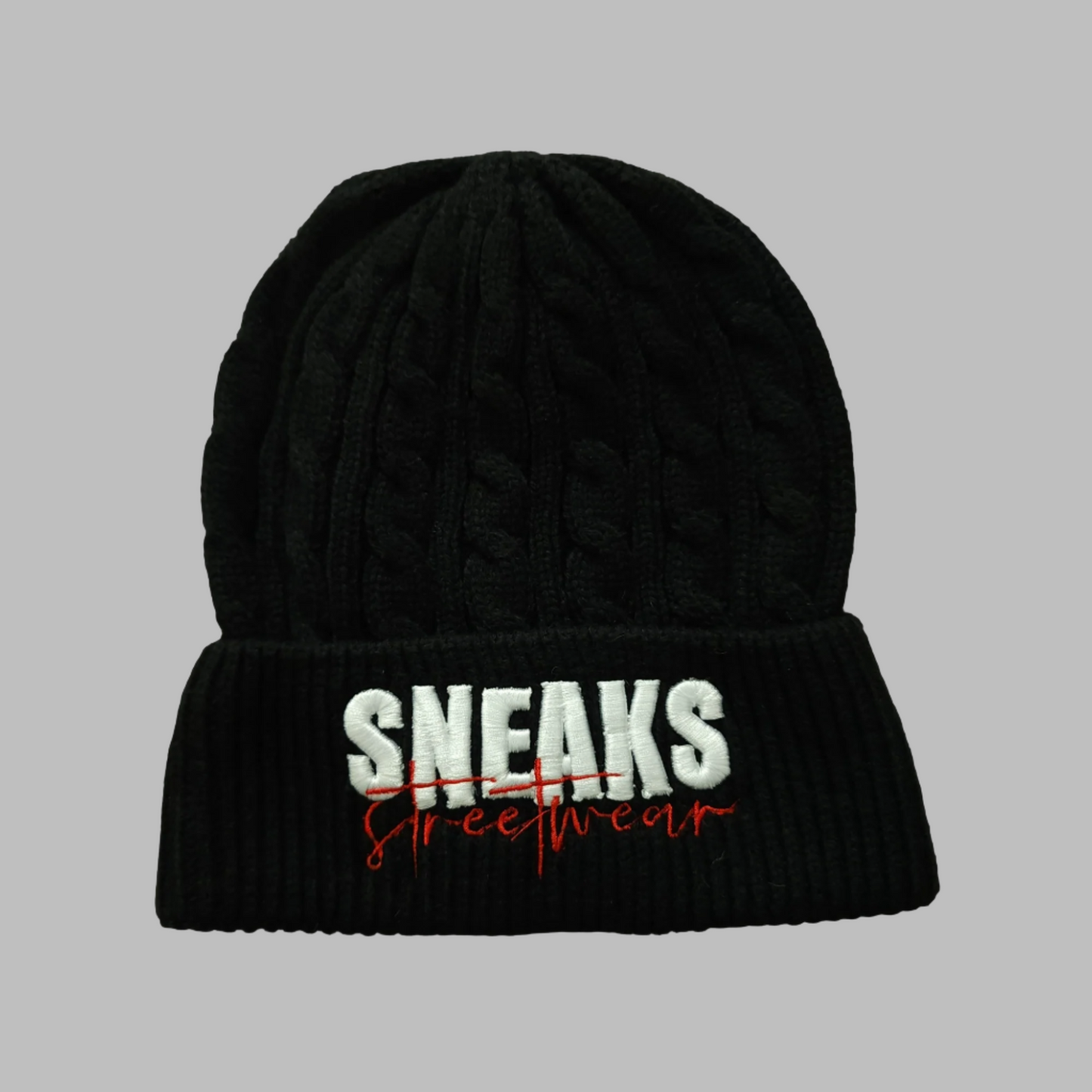 Sneaks Streetwear Basic 3D Logo Black Beanie Hat