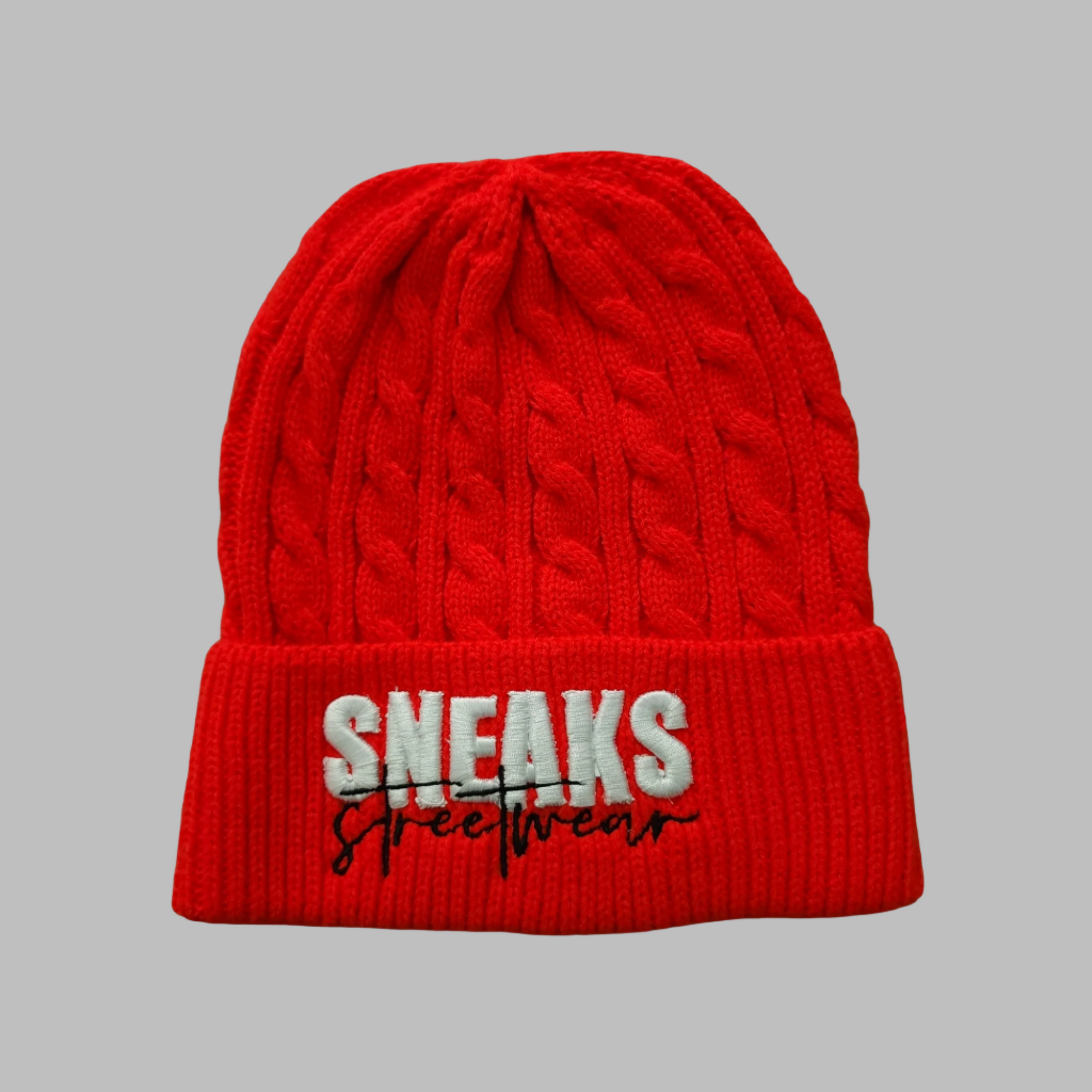 Sneaks Streetwear Basic 3D Logo Red Beanie Hat