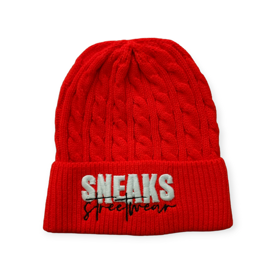 Sneaks Streetwear Basic 3D Logo Red Beanie Hat