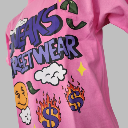 Sneaks Streetwear Maximalist Pink Graphic T-shirt