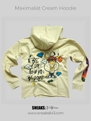 Sneaks Streetwear Maximalist Raw Hem Cream Graphic Hoodie