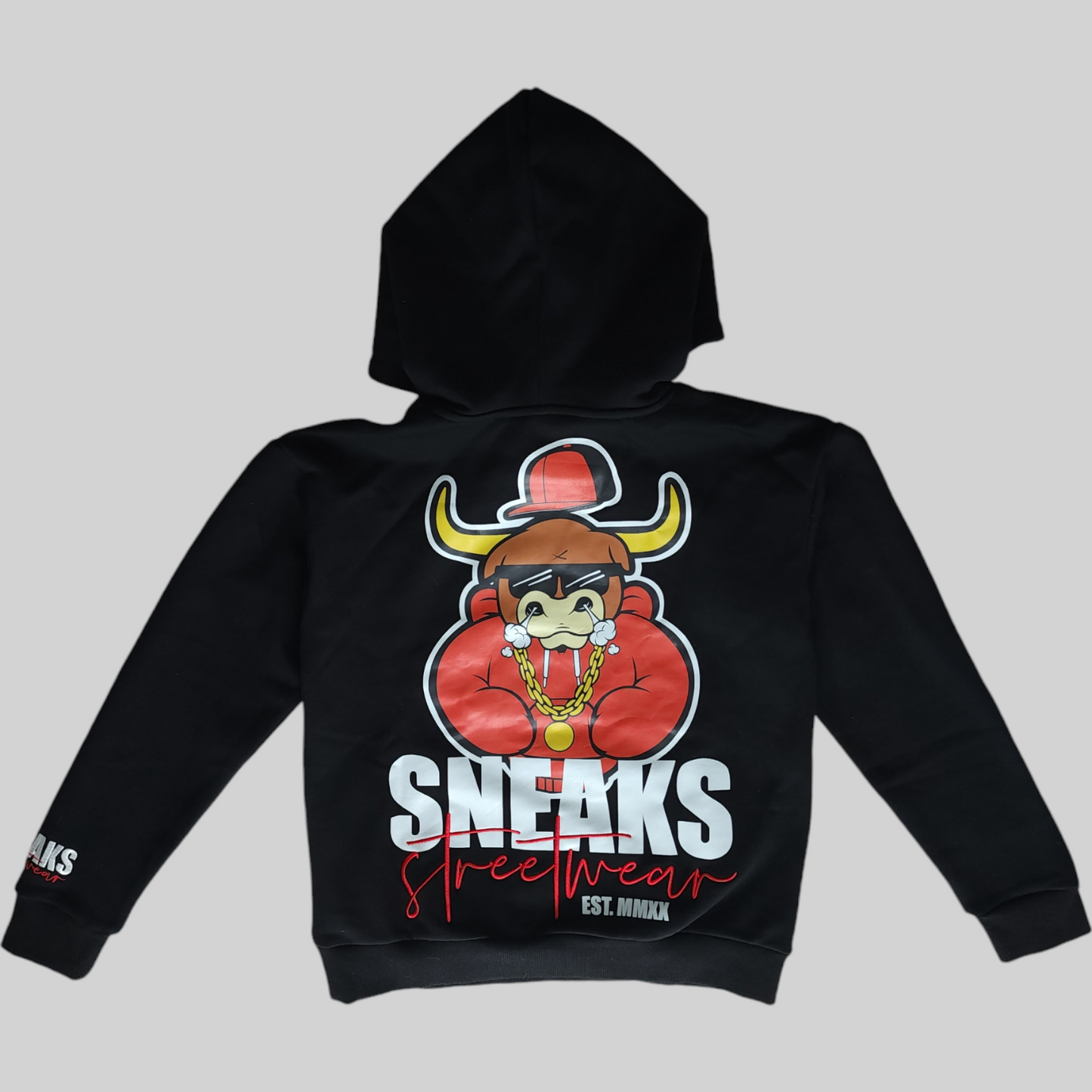 Sneaks Streetwear Big Bull Logo Oversized Black Hoodie