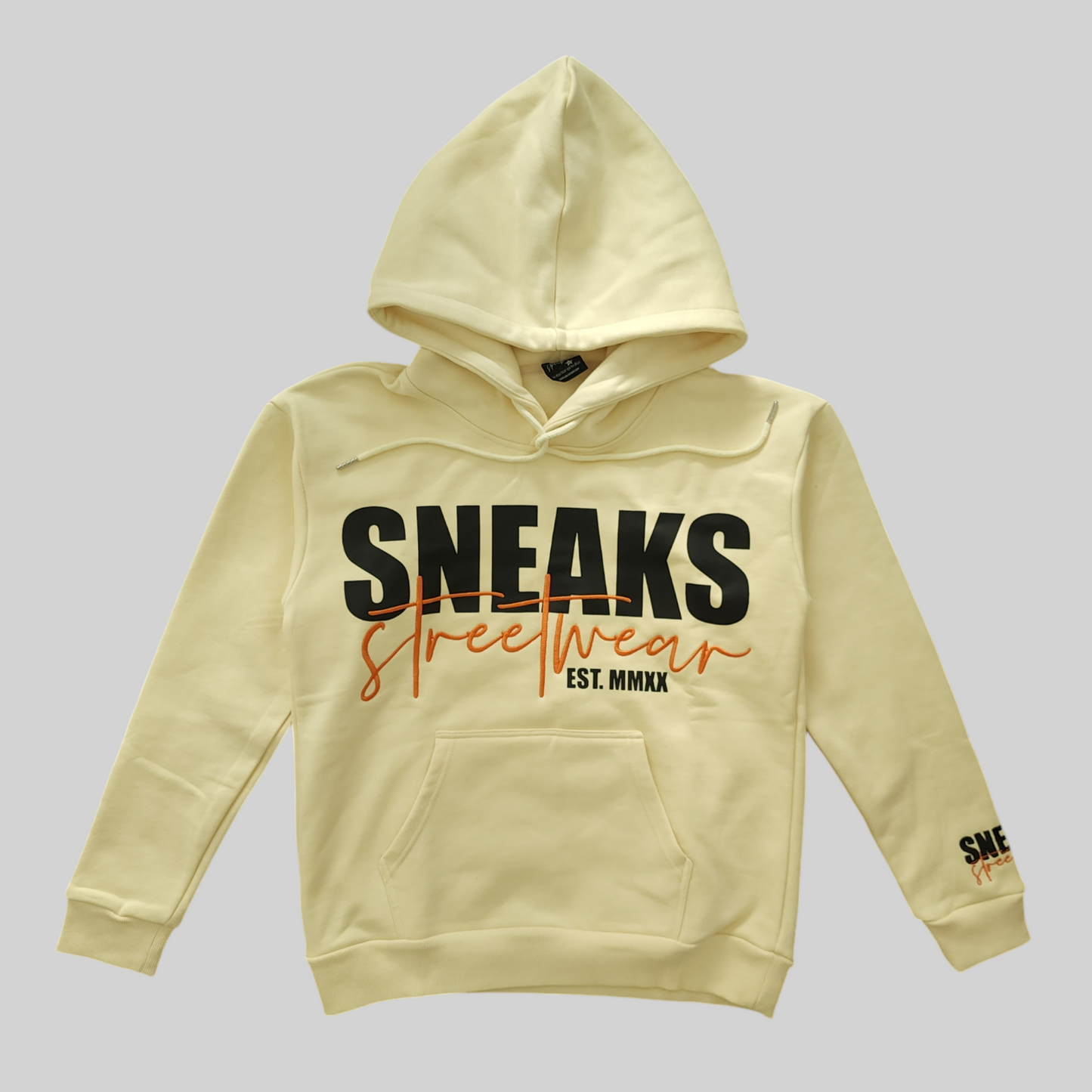 Sneaks Streetwear Big Bull Logo Oversized Cream Hoodie