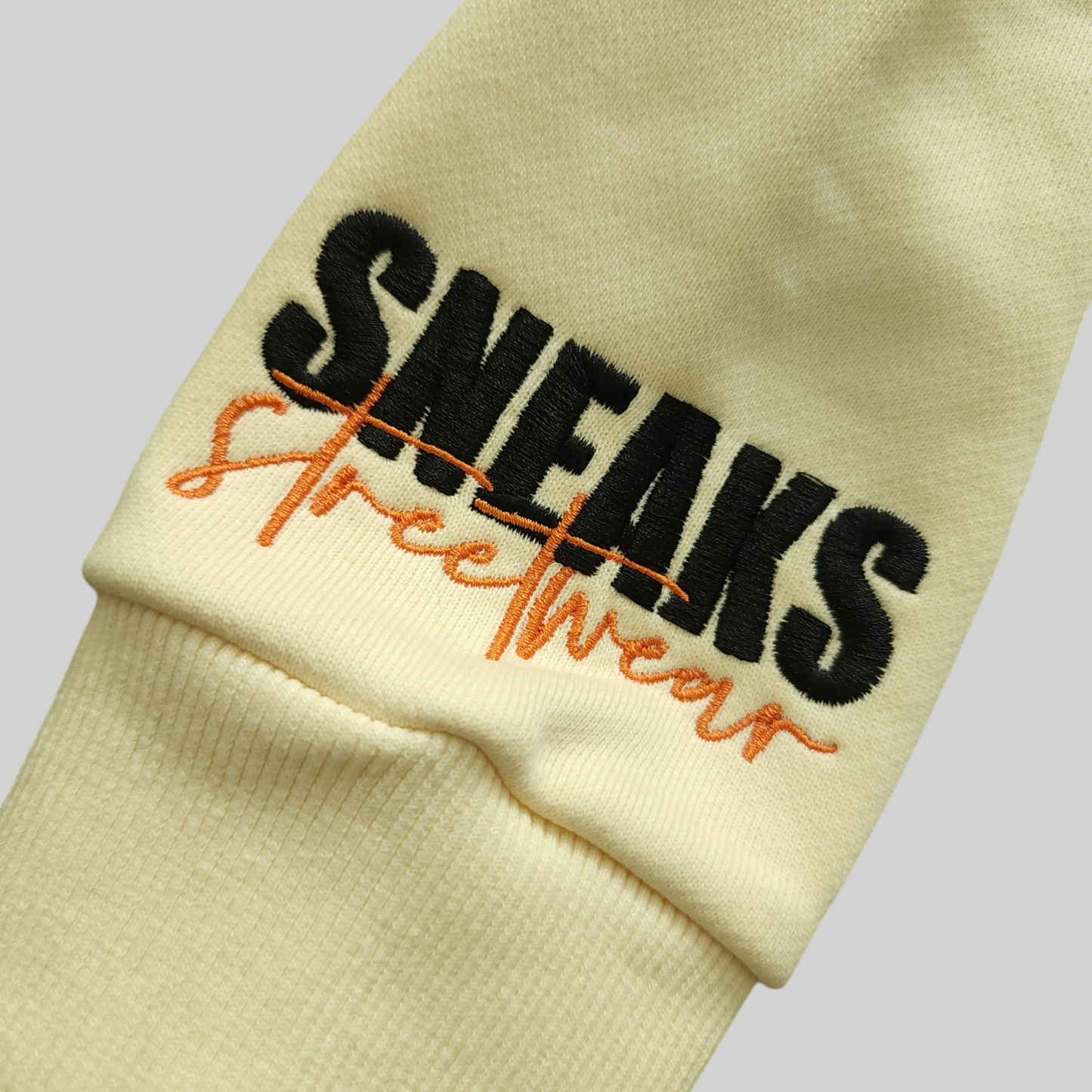 Sneaks Streetwear Big Bull Logo Oversized Cream Hoodie