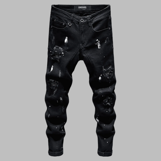 Sneaks Streetwear Blackout Black Tapered Demin Jeans