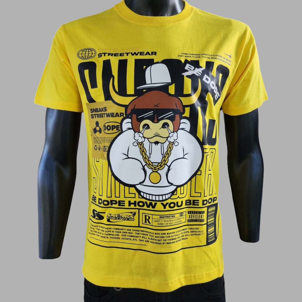 Sneaks Streetwear Be Dope Yellow Graphic T-shirt