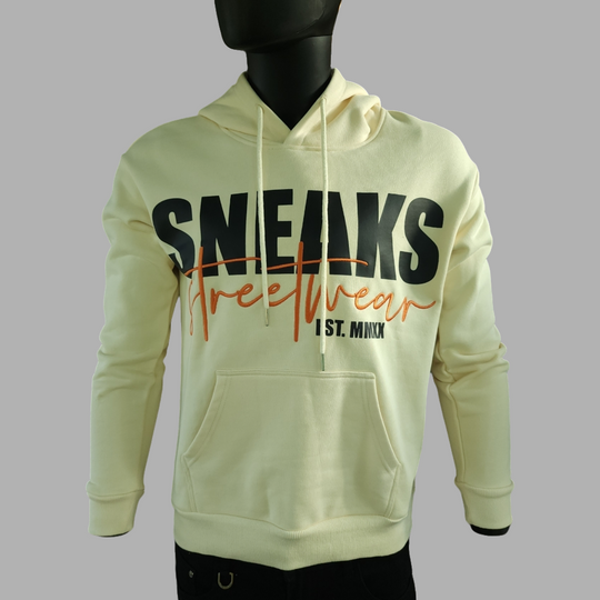 Sneaks Streetwear Big Bull Logo Oversized Cream Hoodie