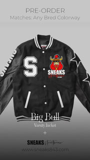 Pre-Order: Sneaks Streetwear Big Bull Logo Black Varsity Jacket (Free Gift Included)