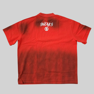 Sneaks Streetwear All Over Logo Oversized Red Graphic T-shirt - Sneaks Streetwear